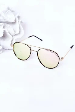 Okulary>PRIUS Okulary Przeciwsłoneczne Aviatory Z Polaryzacją Różowo-Żółte