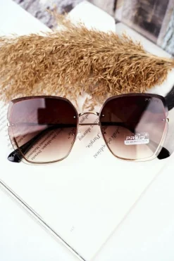 Hot Okulary Przeciwsłoneczne Brązowe PRE-34 Złote Gradient Okulary