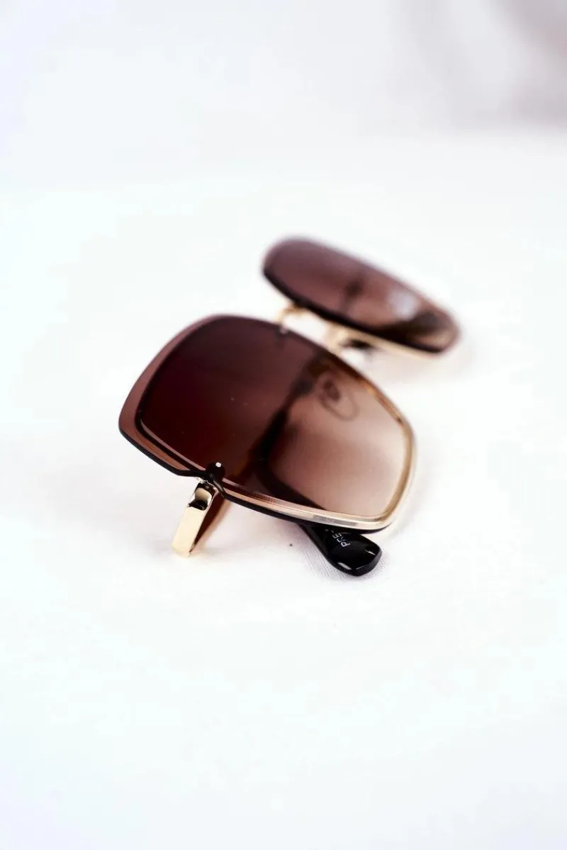 Hot Okulary Przeciwsłoneczne Brązowe PRE-34 Złote Gradient Okulary