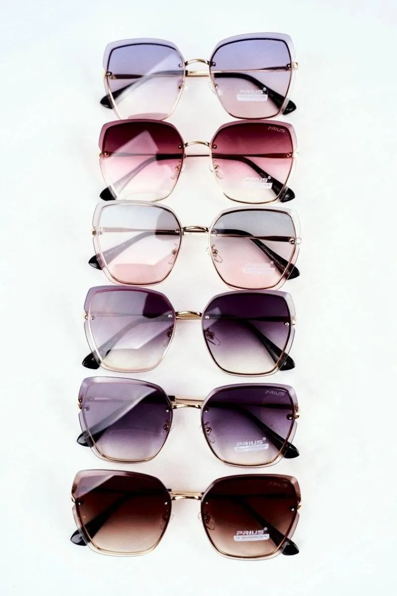 Hot Okulary Przeciwsłoneczne Brązowe PRE-34 Złote Gradient Okulary