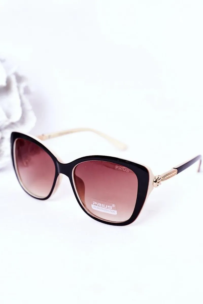 Outlet Okulary Przeciwsłoneczne Beżowo-Brązowe Ombre Okulary
