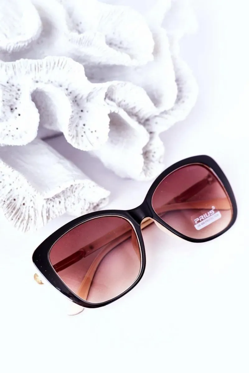 Outlet Okulary Przeciwsłoneczne Beżowo-Brązowe Ombre Okulary