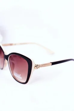 Outlet Okulary Przeciwsłoneczne Beżowo-Brązowe Ombre Okulary