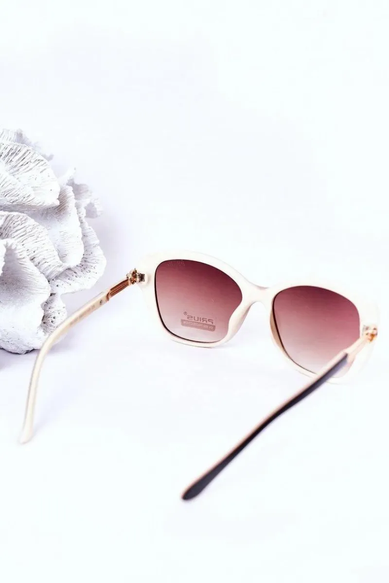 Outlet Okulary Przeciwsłoneczne Beżowo-Brązowe Ombre Okulary