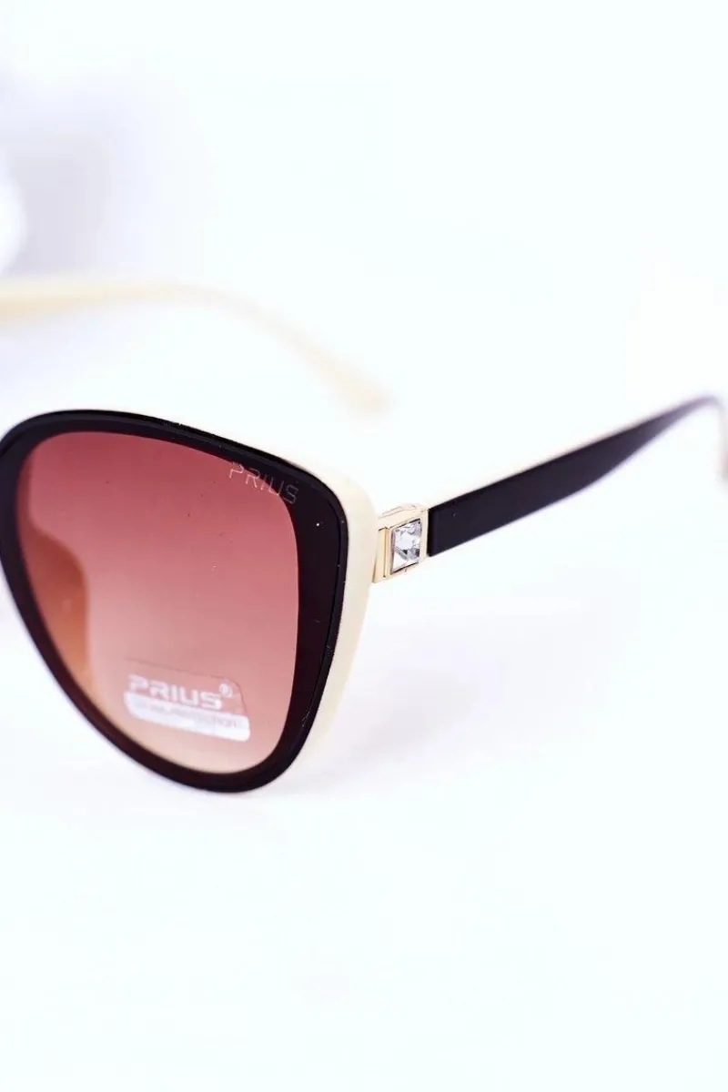 Hot PRIUS Okulary Przeciwsłoneczne Butterfly Brązowo-Beżowe Ombre