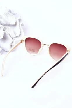 Hot PRIUS Okulary Przeciwsłoneczne Butterfly Brązowo-Beżowe Ombre