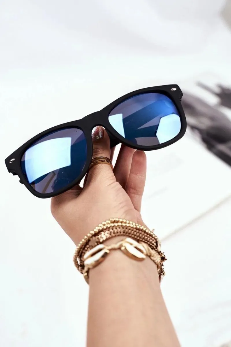 Okulary>PRIUS Okulary Przeciwsłoneczne Czarny Mat Unisex Niebieskie Lustrzane