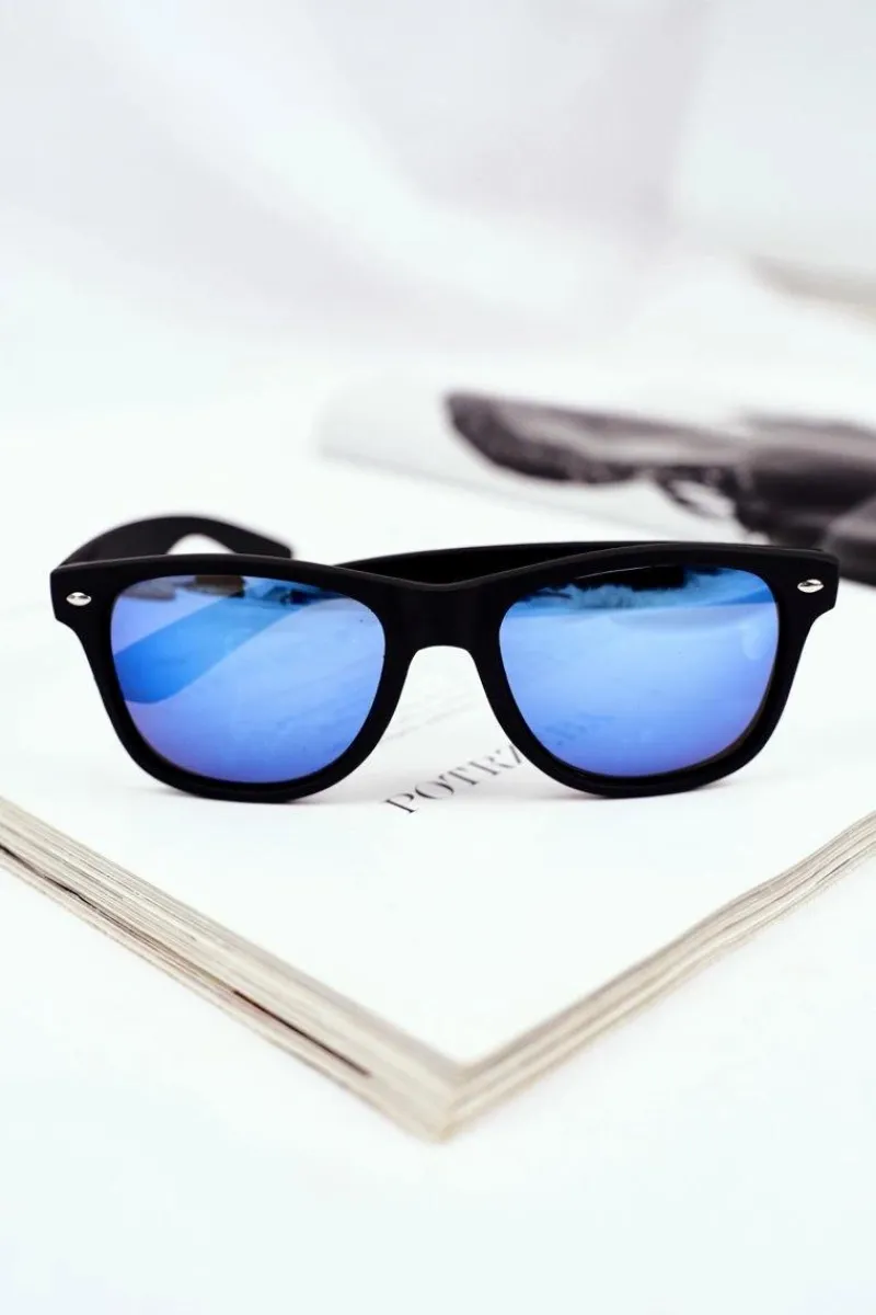 Okulary>PRIUS Okulary Przeciwsłoneczne Czarny Mat Unisex Niebieskie Lustrzane