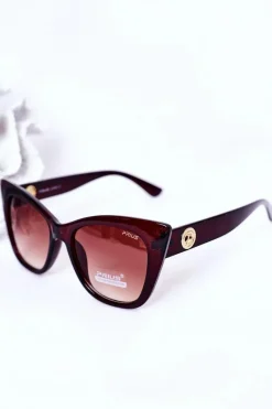 Okulary>PRIUS Okulary Przeciwsłoneczne Cat Eye Brązowe Ombre