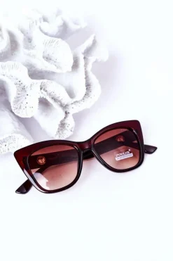 Okulary>PRIUS Okulary Przeciwsłoneczne Cat Eye Brązowe Ombre