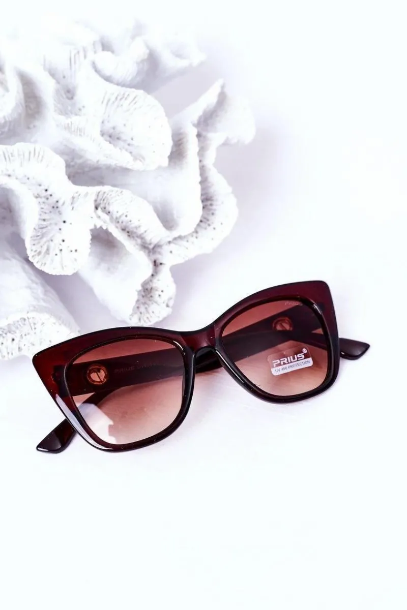 Okulary>PRIUS Okulary Przeciwsłoneczne Cat Eye Brązowe Ombre