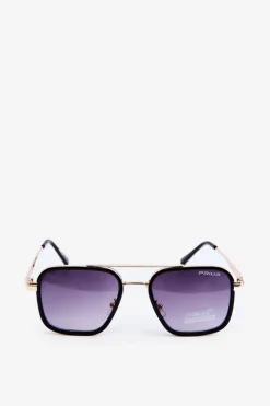 Okulary>Boto Okulary Przeciwsłoneczne Damskie Pilotki UV400 Czarno-Złote