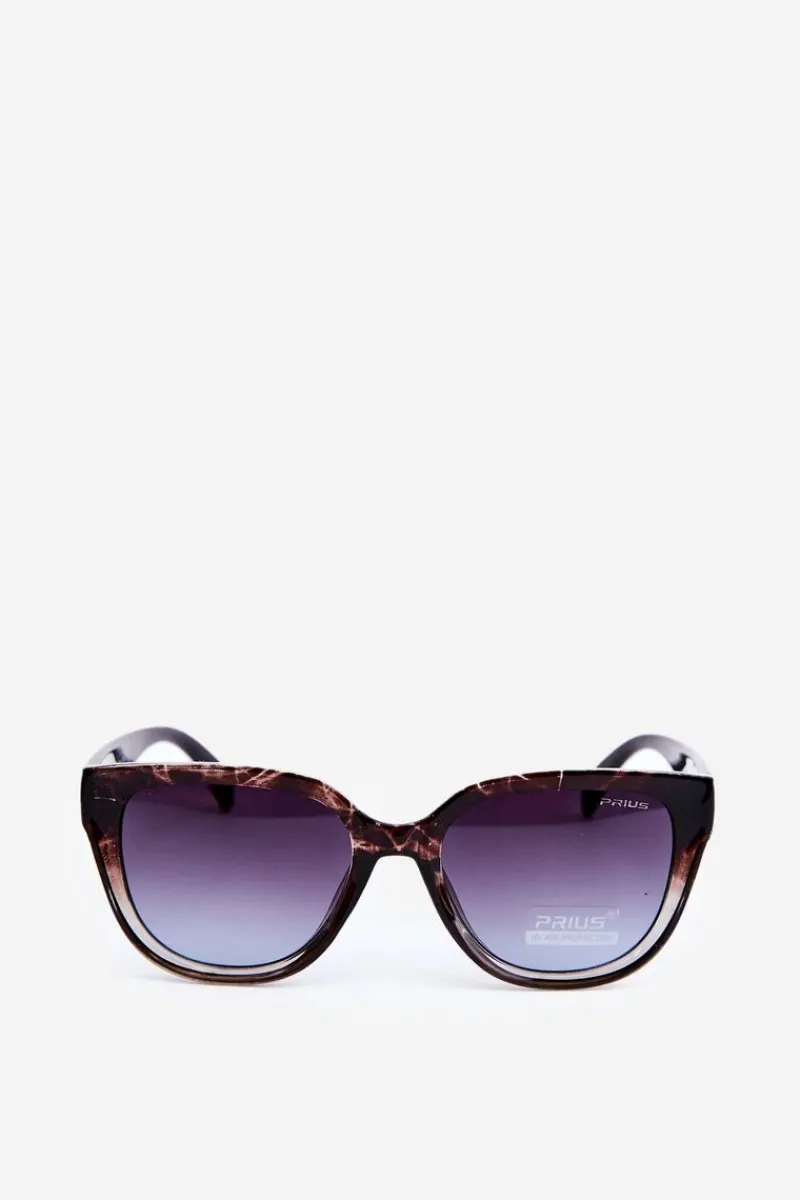 Outlet Okulary Przeciwsłoneczne Damskie Ze Złotymi Detalami UV400 Brązowe Okulary