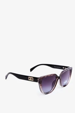 Outlet Okulary Przeciwsłoneczne Damskie Ze Złotymi Detalami UV400 Brązowe Okulary