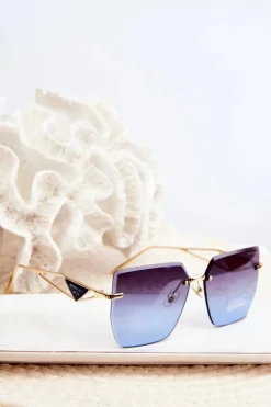 Okulary>PRIUS Okulary Przeciwsłoneczne Damskie Z Cieniowanymi Szkiełkami Złote