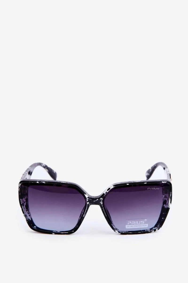 Sale Okulary Przeciwsłoneczne Damskie Z Ozdobnym Detalem UV400 Czarne Okulary