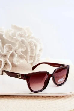 Sale Boto Okulary Przeciwsłoneczne Damskie Ze Złotymi Detalami UV400 Brązowe