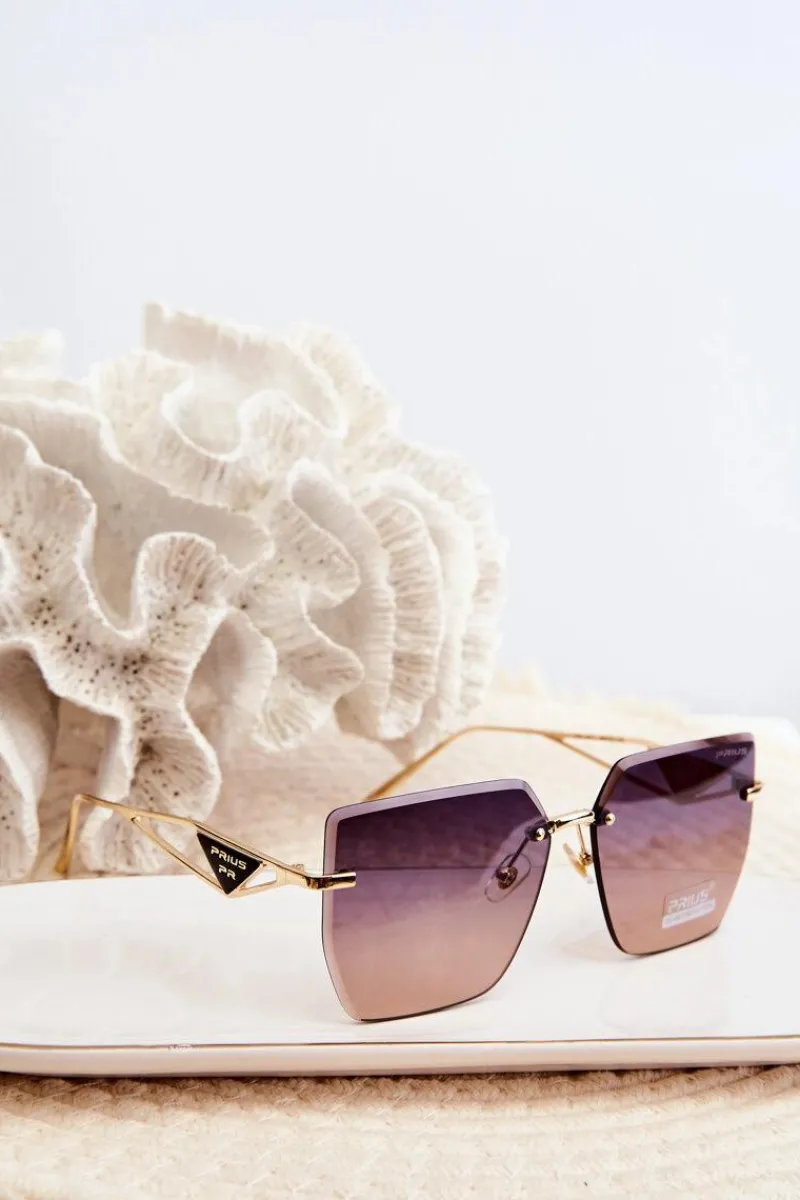 Online Okulary Przeciwsłoneczne Damskie Z Cieniowanymi Szkiełkami Złote Okulary