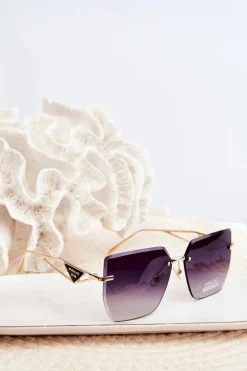 PRIUS Okulary Przeciwsłoneczne Damskie Z Cieniowanymi Szkiełkami Czarno-Złote