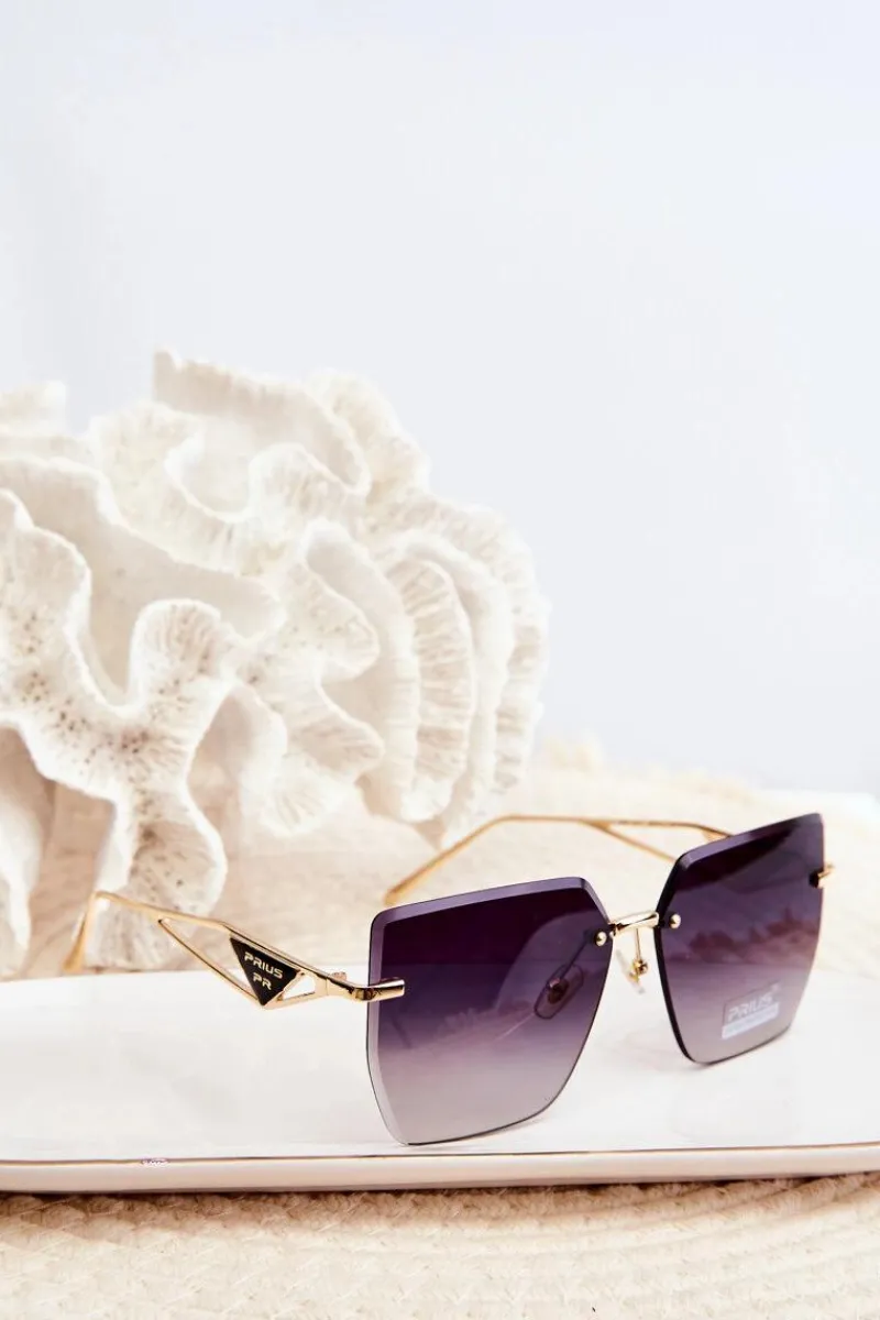 PRIUS Okulary Przeciwsłoneczne Damskie Z Cieniowanymi Szkiełkami Czarno-Złote