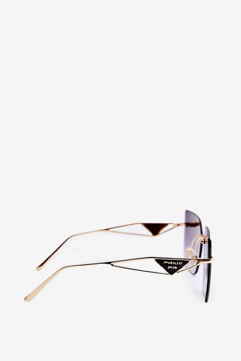 PRIUS Okulary Przeciwsłoneczne Damskie Z Cieniowanymi Szkiełkami Czarno-Złote