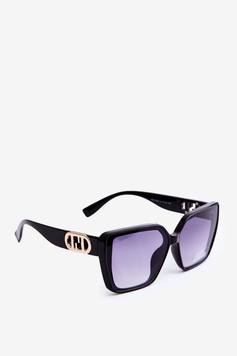 Okulary>Boto Okulary Przeciwsłoneczne Damskie Z Ozdobnym Detalem UV400 Czarne Czarny