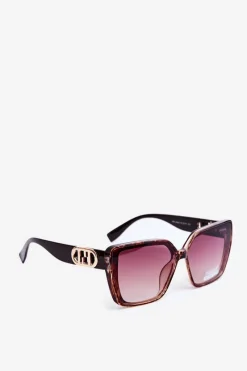 Outlet Boto Okulary Przeciwsłoneczne Damskie Z Ozdobnym Detalem UV400 Ciemnobrązowe