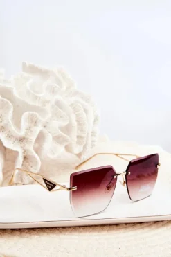 Okulary>PRIUS Okulary Przeciwsłoneczne Damskie Z Cieniowanymi Szkiełkami Złoto-Brązowe