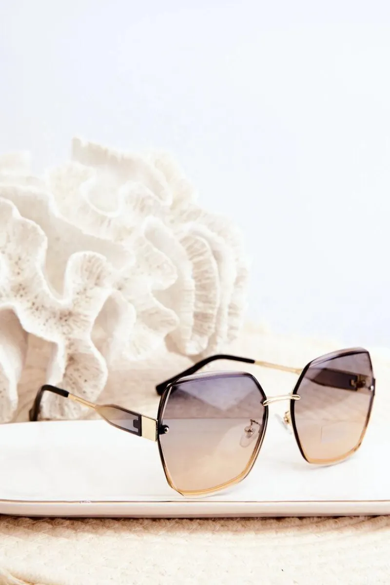 Okulary>Boto Okulary Przeciwsłoneczne Damskie Z Cieniowanymi Szkiełkami UV400 Złote