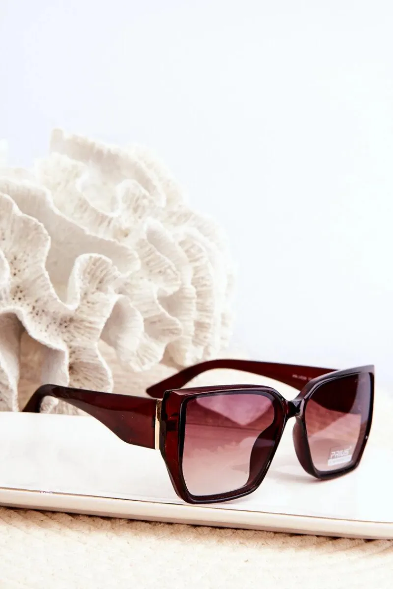 Hot Okulary Przeciwsłoneczne Damskie Z Filtrem UV Ciemnobrązowe Okulary