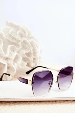 Sale Boto Okulary Przeciwsłoneczne Damskie Z Cieniowanymi Szkiełkami UV400 Czarno-Złote