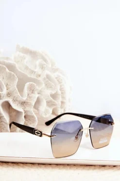 Online Okulary Przeciwsłoneczne Damskie Z Filtrem UV Czarno-Złote Okulary