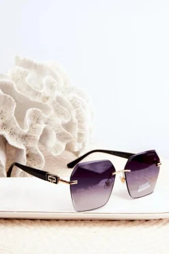 Okulary>PRIUS Okulary Przeciwsłoneczne Damskie Z Filtrem UV Czarno-Złote