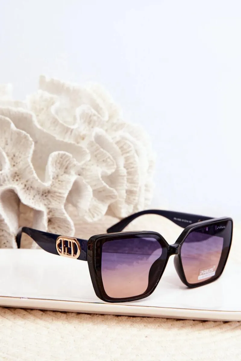 Hot Okulary Przeciwsłoneczne Damskie Z Ozdobnym Detalem UV400 Granatowe Okulary