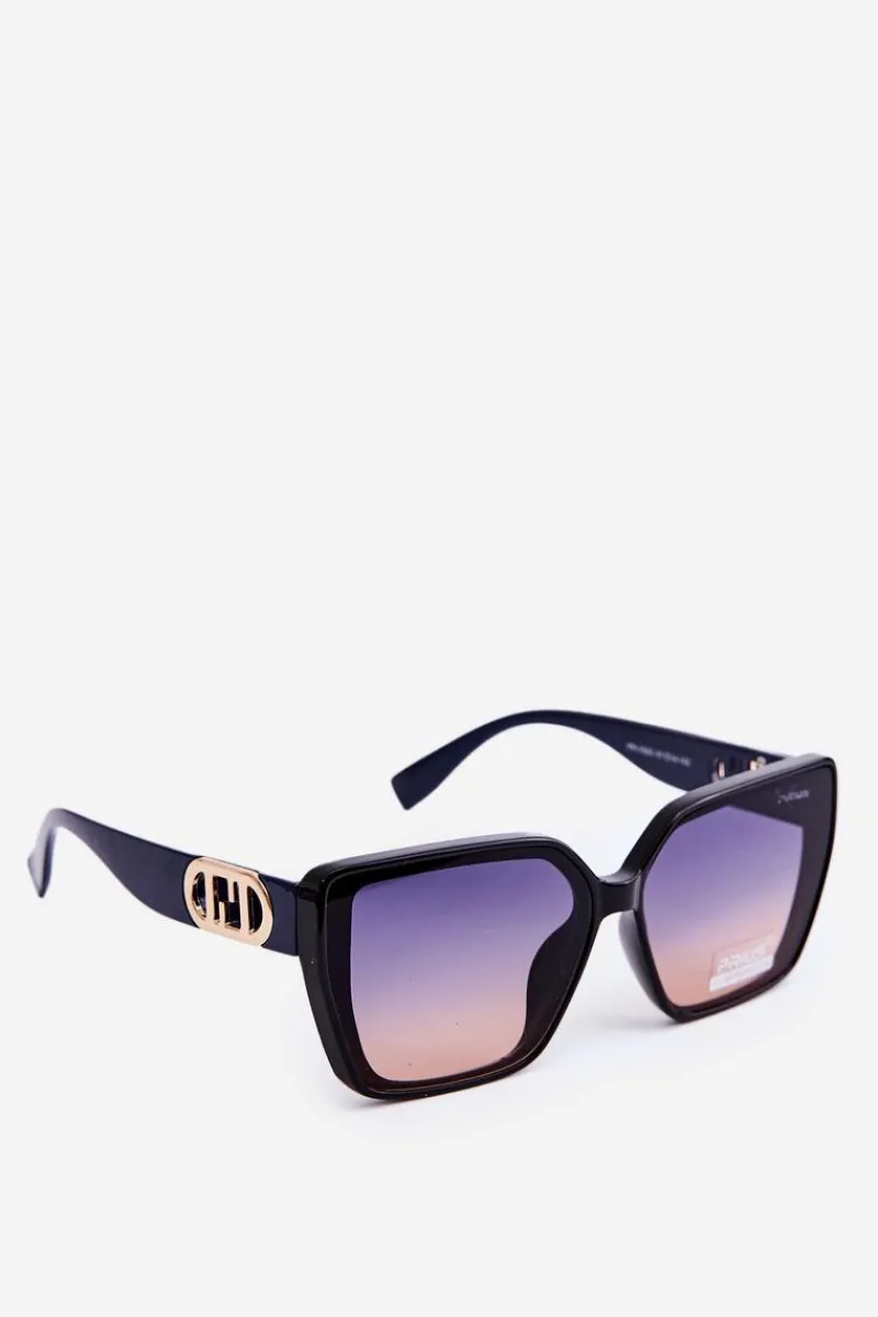 Hot Okulary Przeciwsłoneczne Damskie Z Ozdobnym Detalem UV400 Granatowe Okulary