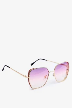 Clearance Okulary Przeciwsłoneczne Damskie Z Brokatowymi Wstawkami UV400 Różowe Okulary