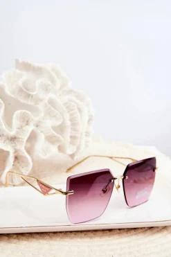 Online Okulary Przeciwsłoneczne Damskie Z Cieniowanymi Szkiełkami Złoto-Różowe Okulary