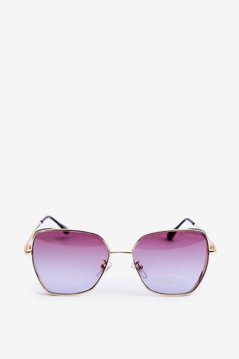 Online PRIUS Okulary Przeciwsłoneczne Damskie Z Brokatowymi Wstawkami UV400 Złoto-Niebieskie