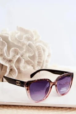 Outlet Boto Okulary Przeciwsłoneczne Damskie Ze Złotymi Detalami UV400 Brązowe