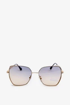 Online Okulary Przeciwsłoneczne Damskie Z Brokatowymi Wstawkami UV400 Złote Okulary