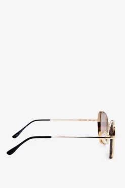 Online Okulary Przeciwsłoneczne Damskie Z Brokatowymi Wstawkami UV400 Złote Okulary