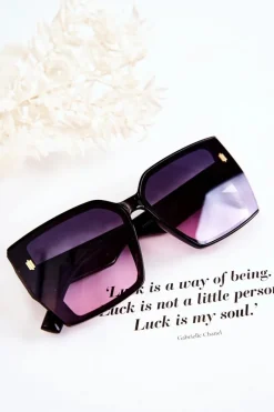 Clearance Okulary Przeciwsłoneczne Kwadratowe Ombre V110021 Czarne Okulary