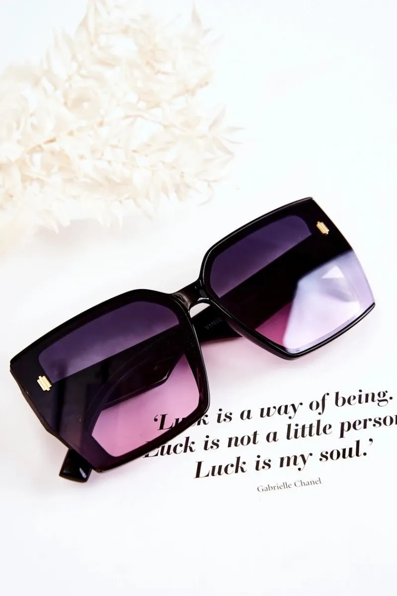 Clearance Okulary Przeciwsłoneczne Kwadratowe Ombre V110021 Czarne Okulary