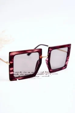 Hot Boto Okulary Przeciwsłoneczne Kwadratowe Marmurkowe V160018 Fioletowe