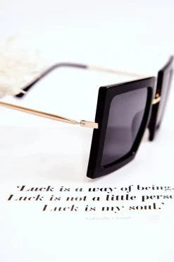 Outlet Okulary Przeciwsłoneczne Kwadratowe V160018 Czarno-Złote Okulary