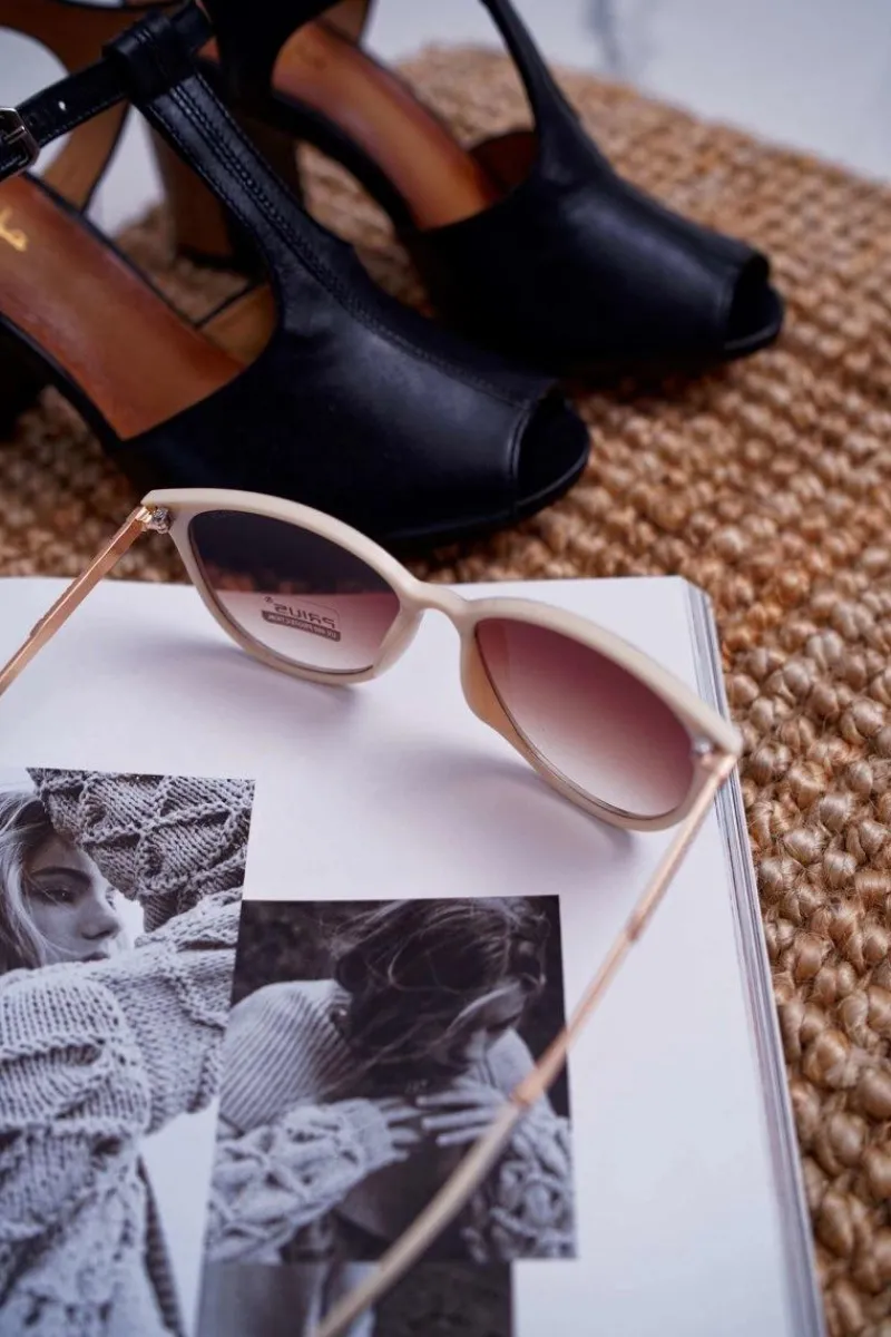 Best Okulary Przeciwsłoneczne PR-V33 Brązowe Beżowe Okulary