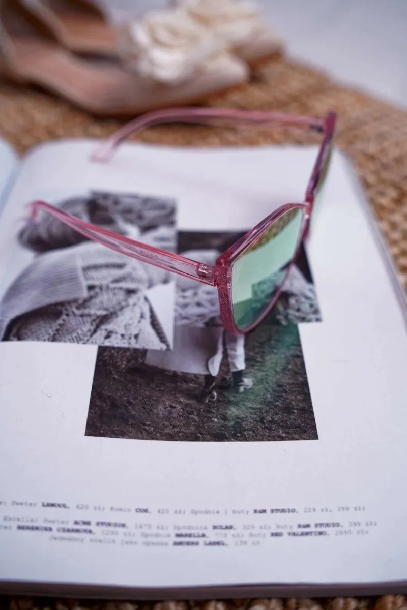 Okulary>PRIUS Okulary Przeciwsłoneczne PR-V26 Różowe Brokat