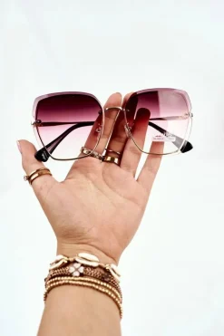 Okulary>PRIUS Okulary Przeciwsłoneczne PRE-34 Złote Różowe Gradient