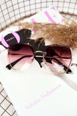 Okulary>PRIUS Okulary Przeciwsłoneczne PRE-34 Złote Różowe Gradient