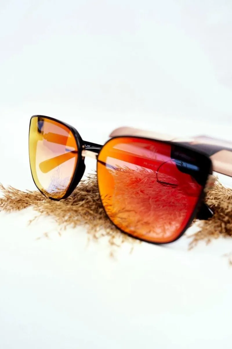 Best Okulary Przeciwsłoneczne PR-V14 Czarne Czerwone Szkła Lustrzane Okulary